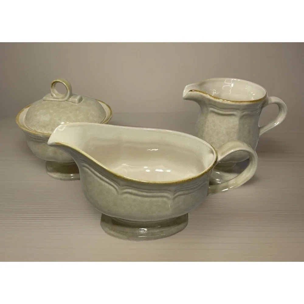 Mikasa FG 000 Country Charm Set Gravy Boat Creamer-Sugar Bowl W/Lid VintageJapan